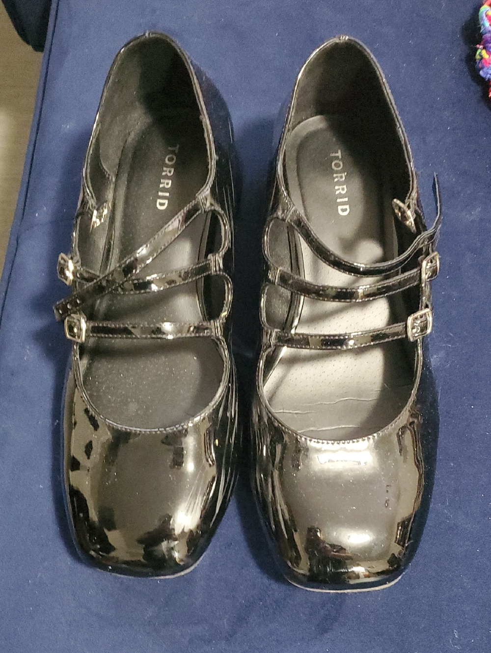 torrid Black Patent Triple-Strap Mary Jane Flats